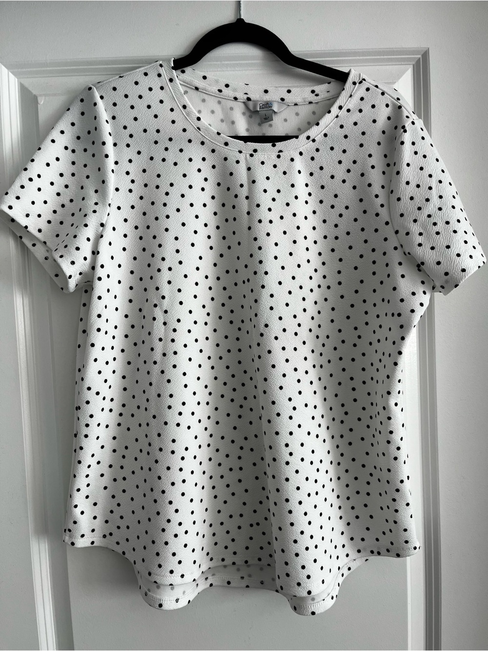Classic White Polka Dot Short Sleeve Top